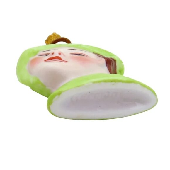 Vintage Art Deco Flapper Lady Head Flask German Crown Top Figural Perfume Bottle - Picture 5 of 5